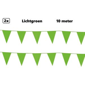 2x Vlaggenlijn lichtgroen 10 meter - vlaglijn festival feest party verjaardag thema feest kleur
