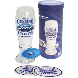 Ford Only Genuine Parts Used Here Pilsglas Cadeau Set - Incl. Onderzetters