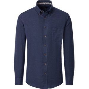 Casa Moda - Flanellen Overhemd - Blauw - Lange Mouw - 100% Katoen