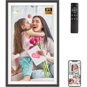 Slimme 15,6 inch digitale fotolijst met WiFi, afstandsbediening en 32 GB opslag