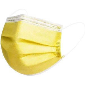 Mondmaskers Geel 3-Laags – 50 Stuks – Wegwerp Mondkapjes – Comfortabel & Ademend – Universele Maat