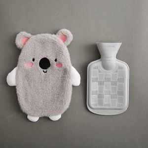 Warmwaterkruik - Warme waterbuis met zachte hoes van natuurlijk rubber, anti-lekkage warme waterfles met losneembare hoes 0.5 liter, geeft warmte en comfort, ideaal voor winterdagen, grijs