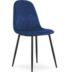 Stoel ASTI - Donkerblauw, Velvet Zitting, Modern Design, Ergonomische Metalen Poten, Geschikt voor Woonkamer, Slaapkamer en Thuiswerkplek, Max. 120 kg
