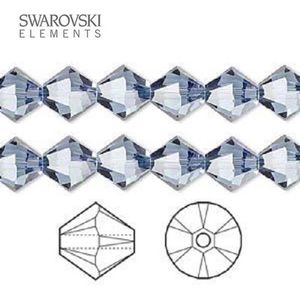 Swarovski Elements, Xilion Bicone (5328), 8mm, denim blue, 24 stuks