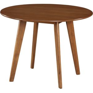 Ronde eettafel LISETTE - 4 personen - Massief Hévéa hout & Gelakt MDF - Walnoot L 100 cm x H 75 cm x D 100 cm