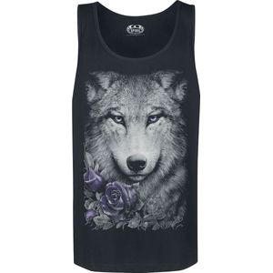 Spiral Wolf Roses Tanktop zwart L Katoen Heren - Basics, Gothic, Horror, Rock wear