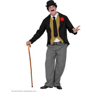 Widmann - Charlie Chaplin Kostuum - Charles Deftige Opa - Man - Geel, Zwart, Grijs - Small - Carnavalskleding - Verkleedkleding