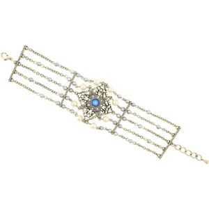 Behave Dames luxe parel armband zilver-kleur vintage 20 cm