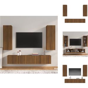 vidaXL Klassieke Televisiekastenset - 80 x 30 x 30 cm - 30.5 x 30 x 90 cm - Bruineiken - Kast