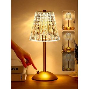 Bonoff Tafellamp - Touch Lamp - Vintage - 3 Licht Kleuren - USB Oplaadbaar - 10 Helderheid Levels - Draadloos - Goud - Nachtlamp