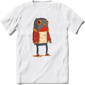 Casual vogel quote T-Shirt Grappig | Dieren vogels Kleding Kado Heren / Dames | Animal Skateboard Cadeau shirt - Wit - 3XL