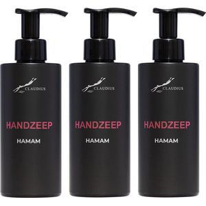 Handzeep Hamam 300 ml - met pomp - zwarte fles - set van 3 stuks - Voordeelverpakking