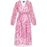 DreiMaster - Vintage Jurk - Rosa - A-lijn - 3/4 Lengte - Pofmouwen