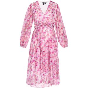 DreiMaster - Vintage Jurk - Rosa - A-lijn - 3/4 Lengte - Pofmouwen