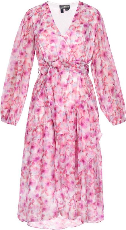 DreiMaster - Vintage Jurk - Rosa - A-lijn - 3/4 Lengte - Pofmouwen
