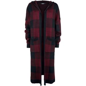 Black Premium by EMP Zwart/rood geruit vest met capuchon - Dames - 3XL-5XL