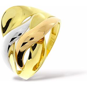Gouden Tricolor Damesring Fantasie 18 karaats