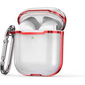 AirPods hoesjes van By Qubix AirPods 1-2 hoesje - TPU - Split series - Transparant - Rood Airpods Case Hoesje voor Airpods Airpods 1 Airpods 2 Hoes