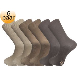 Medische sokken zonder elastiek - 100% katoen - 6 paar - Beige / bruin tinten - Maat 39/42 - Sokken voor diabeten - Reuma - En tegen oedeem