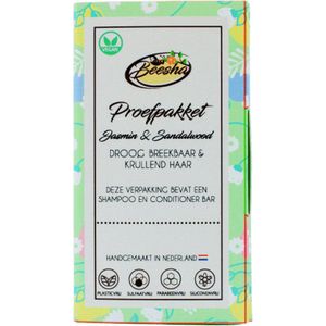 Beesha Proefpakket Jasmin & Sandalwood Duo | Shampoo Bar & Conditioner Bar | 100% Vegan | CG Proof | Sulfaatvrij | Parabeenvrij | Silicoonvrij