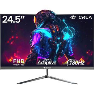 24,5 inch gebogen Gaming Monitor - 180Hz Full HD 1080P met 1ms Reactietijd, FreeSync, en Oogverzorging