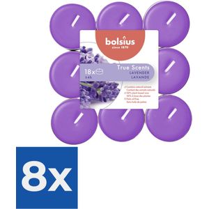 Bolsius True Scents theelichten lavendel (18st) - Voordeelverpakking 8 stuks