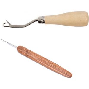 2 stuks Crochet Hook 0.5mm bamboo + Latch Hook Wooden