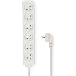 Nedis, Verlengsnoer Multi-Stopcontact 6-Weg 3680W 16A aardpen 1,5m Type E Frankrijk, Wit