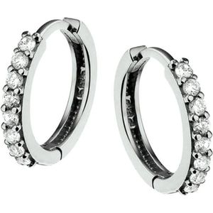 The Jewelry Collection Klapoorringen Zirkonia - Witgoud