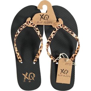 Xq Footwear Teenslippers Leopard Dames Polyester Zwart Maat 40