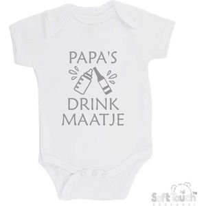 100% katoenen Romper ""Papa's drink maatje"" Vaderdag Unisex Katoen Wit/grijs Maat 68/74