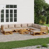 The Living Store Acacia Houten Tuinset - Modulair - 68x68x29 cm - Taupe kussen