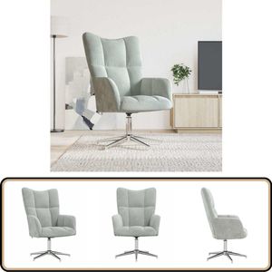 vidaXL Relaxstoel - Fluweel - Lichtgrijs - 360° Draaibaar Relaxstoel - Velvet - Grijs - Lounge Stoel - Fauteuils