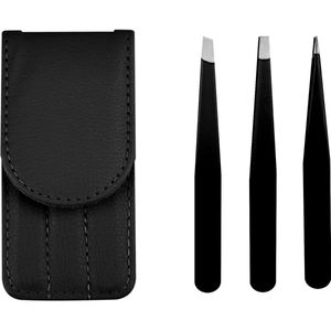 Set van 3 wenkbrauwpincetten, voor het verwijderen van ingegroeide haartjes, roestvrijstalen precisiepincetenset, geschikt voor wenkbrauwen, mee-eters, vreemde voorwerpen, gezicht en ingegroeide haartjes.