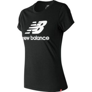 New Balance ESSENTIALS STACKED LOGO TEE Dames Sportshirt - Black - XS