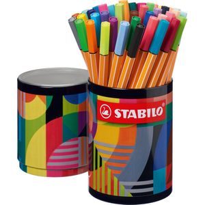 STABILO point 88 - Fineliner 0.4 mm - ARTY - Ronde Metalen Etui - Met 45 Verschillende Kleuren