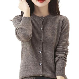 Dames kasjmier vest ronde hals trui lente herfst winter lange mouwen gebreide cardigan