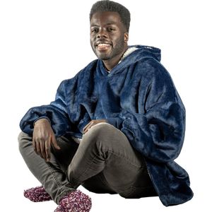 Cadovara Hoodie Deken - Fleece Deken met Mouwen - Extra Groot - Blauw