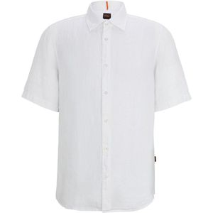 BOSS - Rash Short Sleeve Overhemd Linnen Wit - Heren - Maat 3XL - Regular-fit
