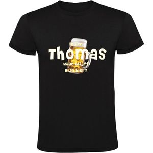 Ik ben Thomas, waar blijft mijn bier Heren T-shirt - cafe - kroeg - feest - festival - zuipen - drank - alcohol