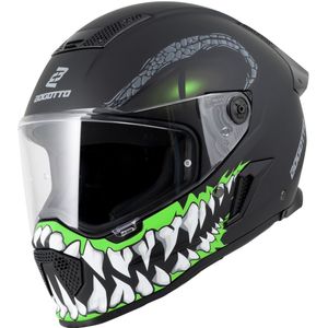 Bogotto Rapto Reptile Mat Zwart Groen Motorhelm - Maat XL - Helm