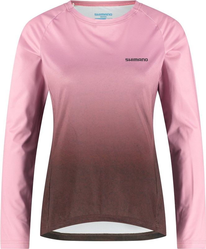 Shimano Womens Parco L/S Printed Jersey Fietsshirt (Dames |roze)