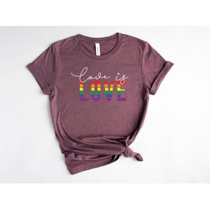 Lykke LGBTQ Unisex T-Shirt| Love is Love T-shirt| Pride | Rainbow | Heather Maroon | Maat M