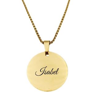 Ketting RVS Met Naam Gravering - Isabel - Goud - Rond