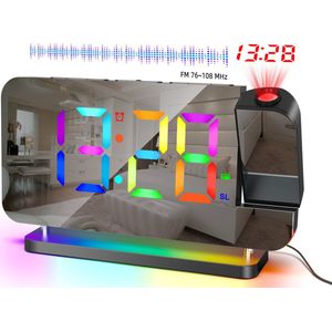 J&D Supplies - Digitale Wekkerradio - Zwart - Digitale LED Klok - Wekker met Projectie