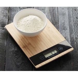 Lowenthal | Design Keukenweegschaal | Digitale Precisie | Bamboe Hout | Tare functie | Keukenweegschaal - Digitaal- Duurzaam Bamboe - tot 5KG - Keukenweegschaal Bamboe | Wordt Met Batterij Geleverd| Digitale Precisie Weegschaal tot 5000 Gram