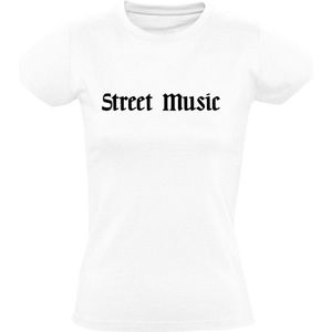 Street Music Dames T-shirt | muziek | Rock Band | Rock & Roll | straatmuzikant | Wit
