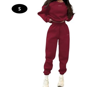 Nivard Joggingpak Dames - Huispak - Volwassenen - Trainingspak - Comfortabel - Jogging Pak - Joggingsbroek - Bordeauxrood - XS