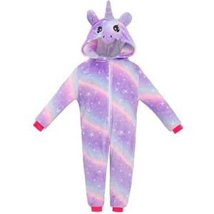 Meisjespyjama Eenhoorn Kostuum 2-10 jaar Fleece Flanel Met Capuchon