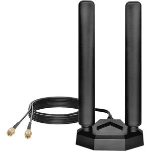 Tri Band WiFi 6E antenne 8dBi met magnetische voet - compatibel met WLAN-router, bluetooth en beveiligingscamera